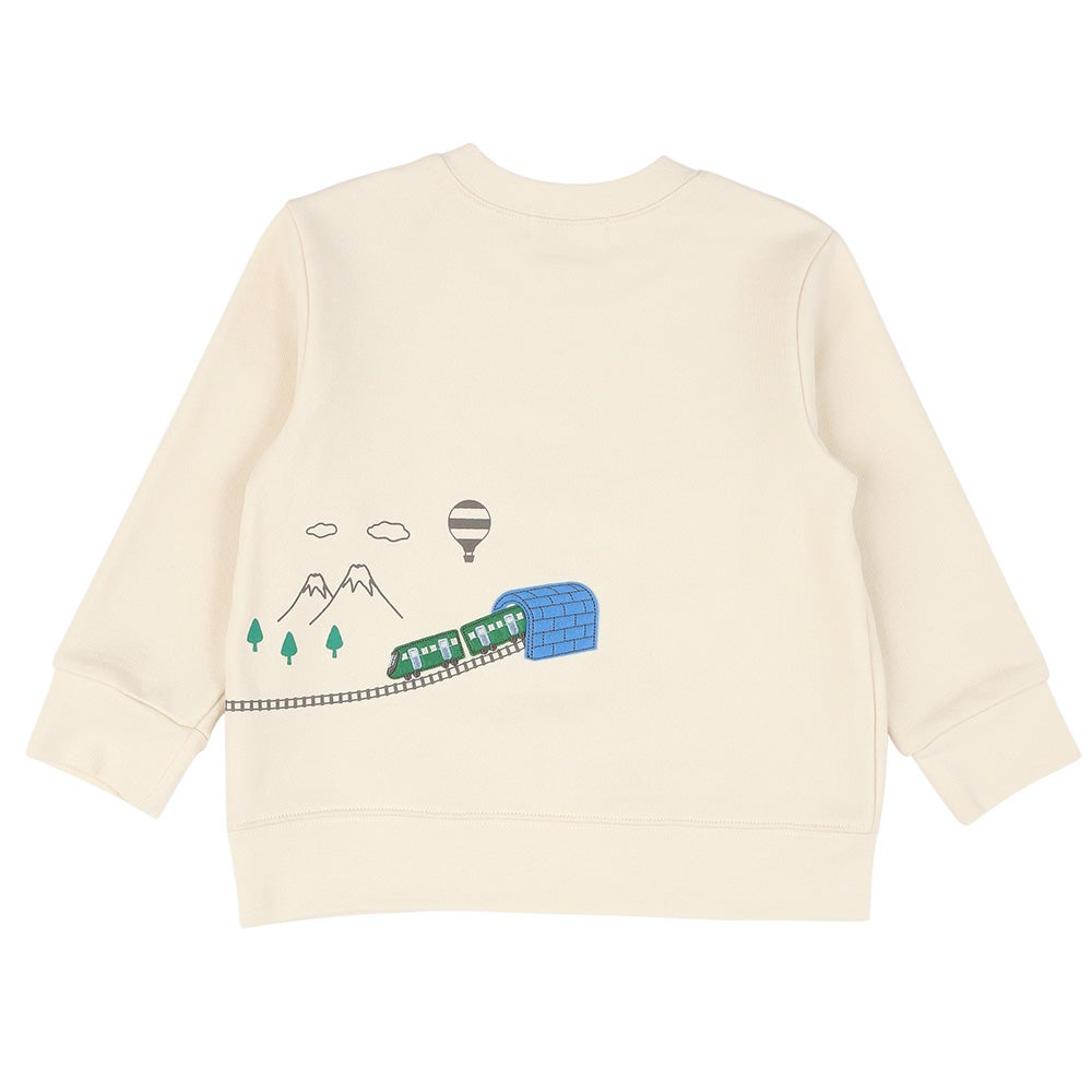 電車 車 刺繍 乗り物 トレーナー Ivory back