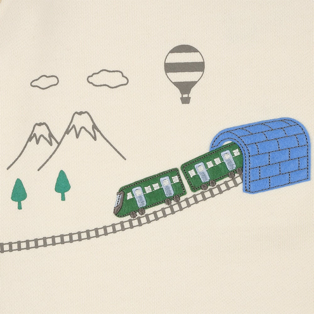電車 車 刺繍 乗り物 トレーナー Ivory Design point 2