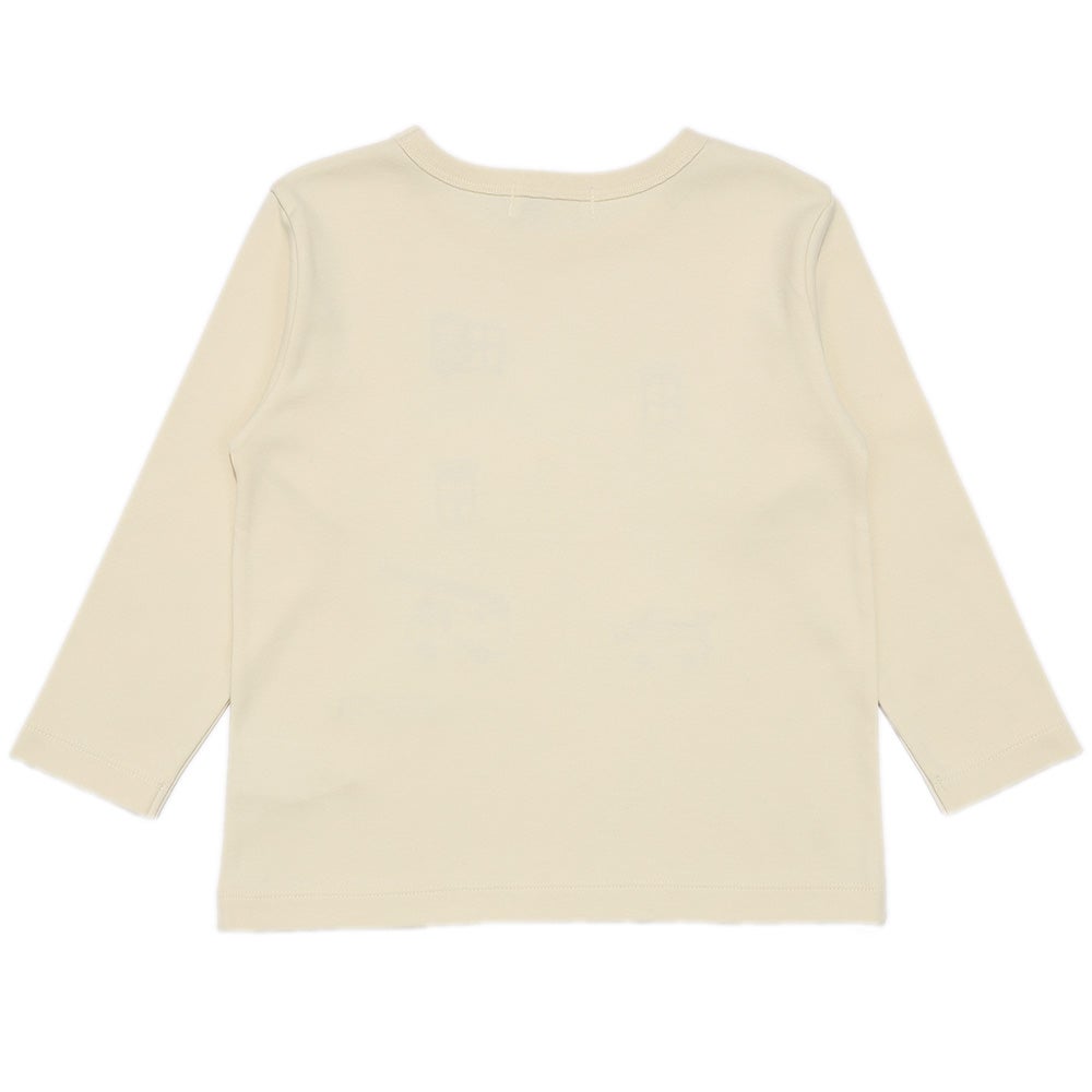 綿100％ 救急車 消防車 乗り物 モチーフ Tシャツ Ivory back