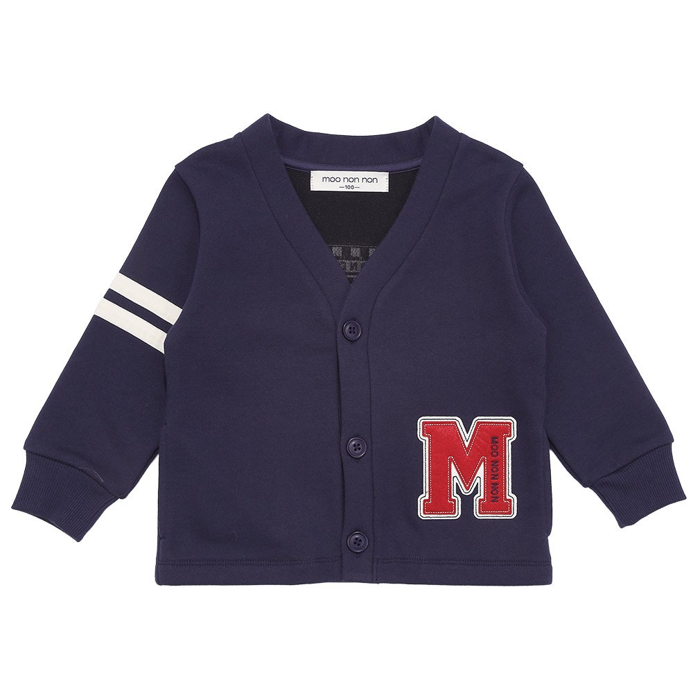 ロゴ ロンドンバス ワッペン 乗り物 カーディガン Navy front