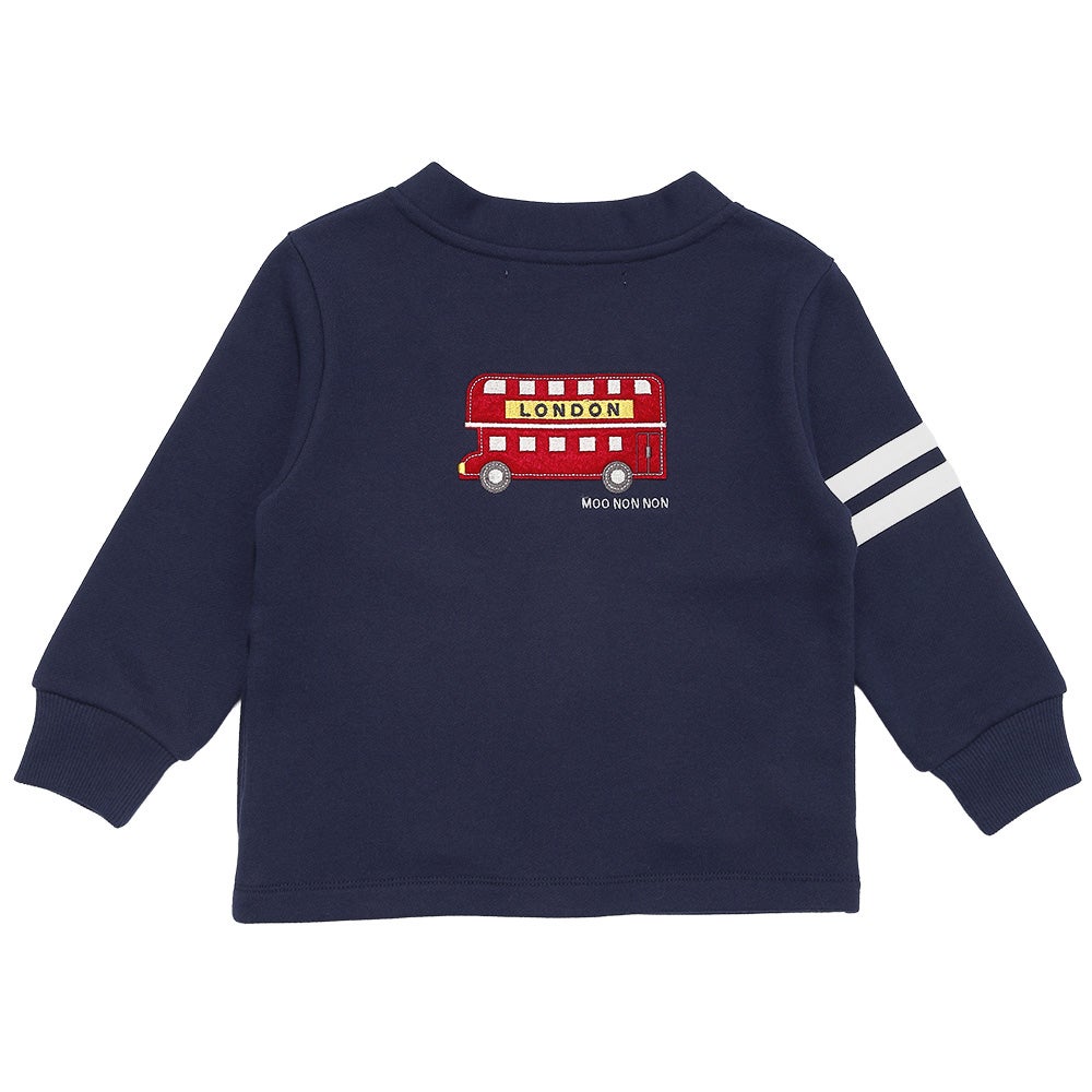 ロゴ ロンドンバス ワッペン 乗り物 カーディガン Navy back