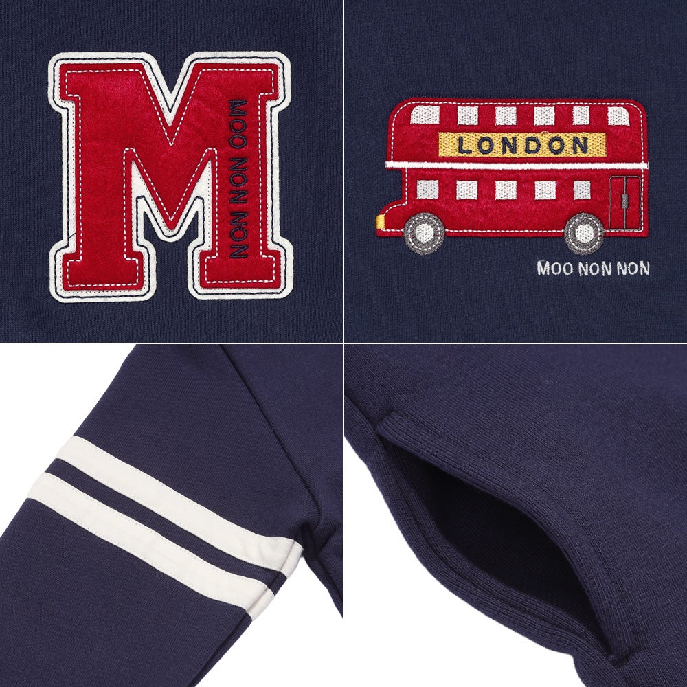 ロゴ ロンドンバス ワッペン 乗り物 カーディガン Navy Design point 2