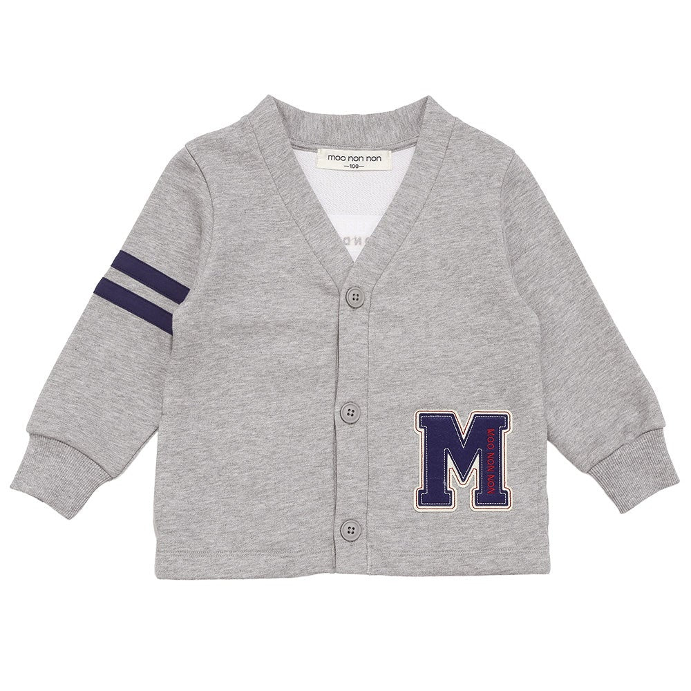 ロゴ ロンドンバス ワッペン 乗り物 カーディガン Misty Gray front