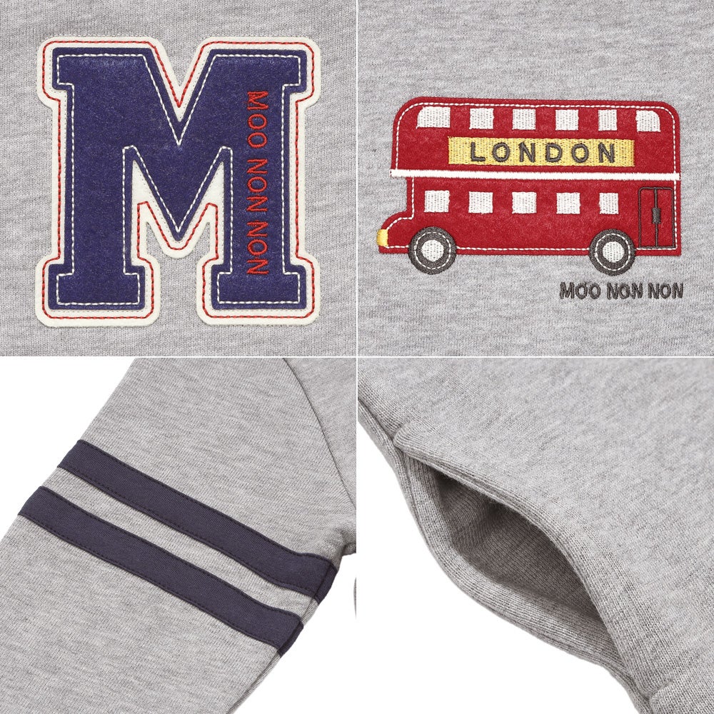 ロゴ ロンドンバス ワッペン 乗り物 カーディガン Misty Gray Design point 2