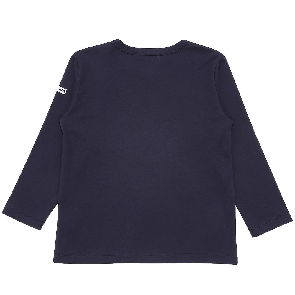 綿100％ 迷彩柄 星ワッペン Tシャツ Navy back