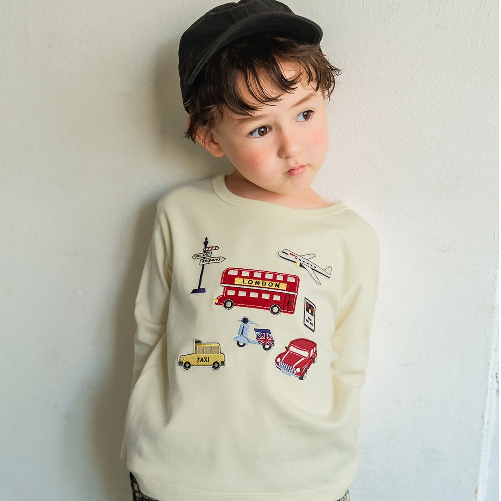 綿100％ ロンドンバス 乗り物 ワッペン Tシャツ  MainImage