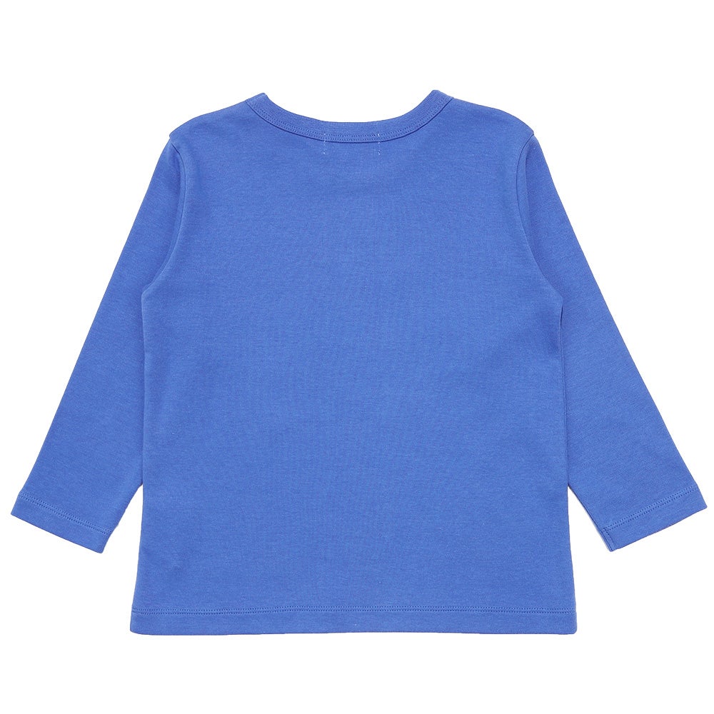 綿100％ ロンドンバス 乗り物 ワッペン Tシャツ Blue back