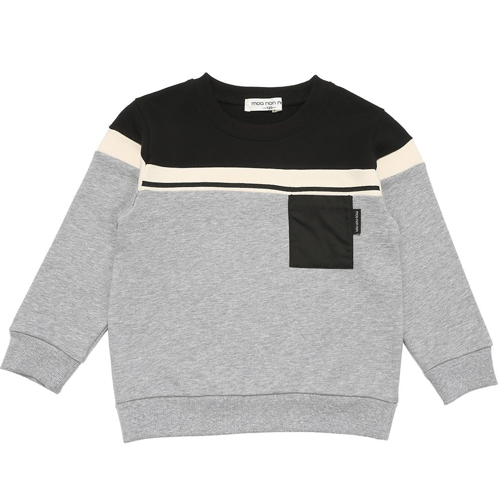 ポケットつき 配色切り替え トレーナー Misty Gray front