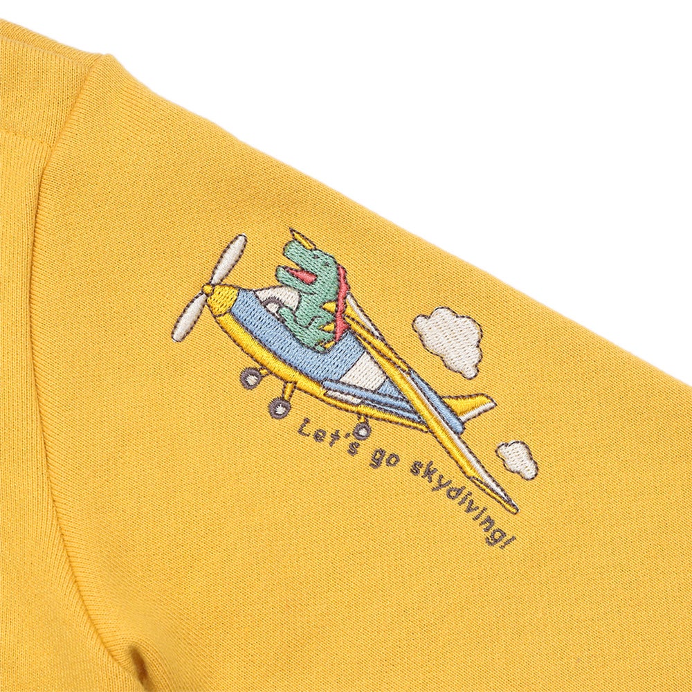恐竜 刺繍 ダイナソー パラシュート モチーフ トレーナー Yellow Design point 2