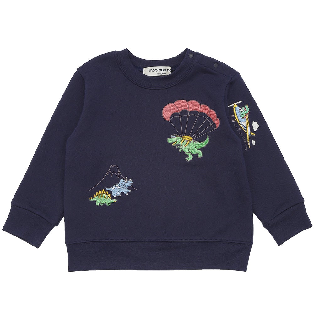 恐竜 刺繍 ダイナソー パラシュート モチーフ トレーナー Navy front