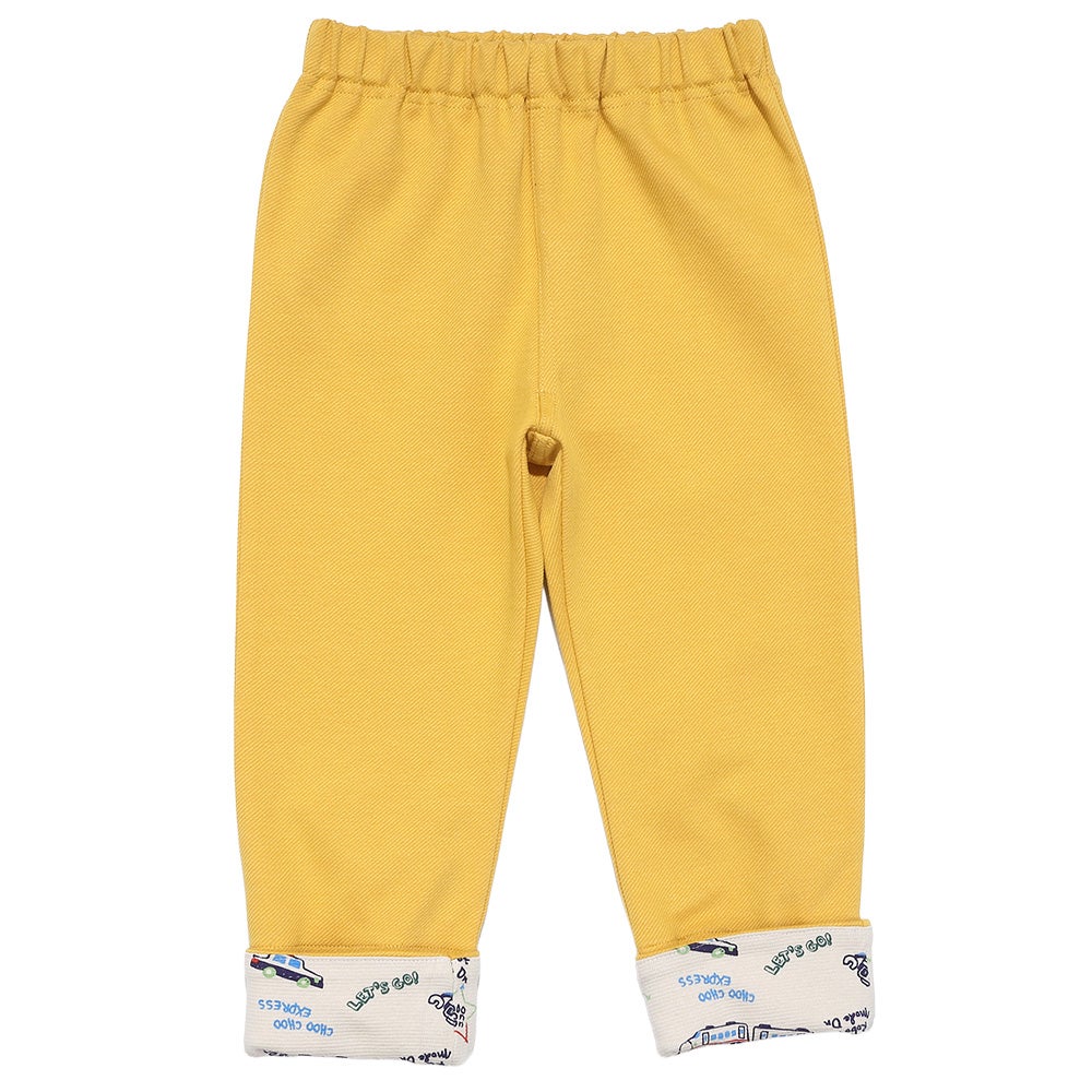 乗り物 ロゴ 折り返し 2way ストレッチロングパンツ Yellow front