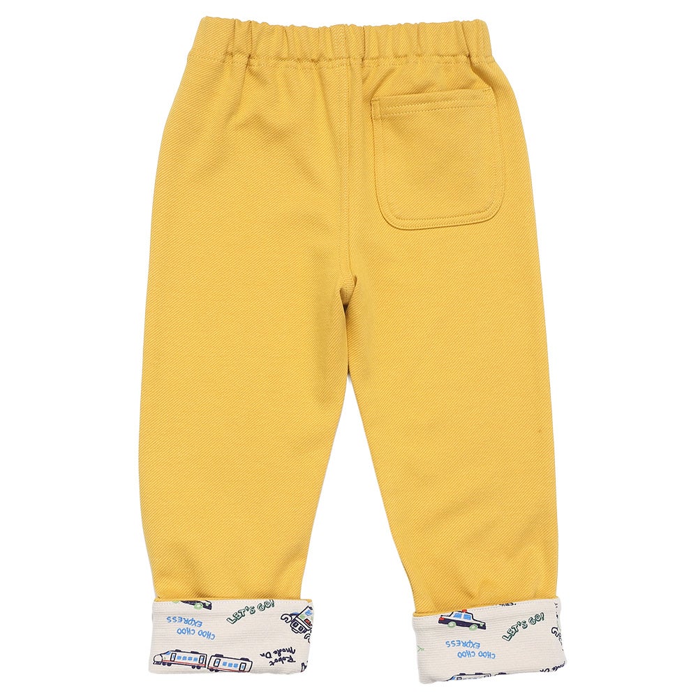 乗り物 ロゴ 折り返し 2way ストレッチロングパンツ Yellow back