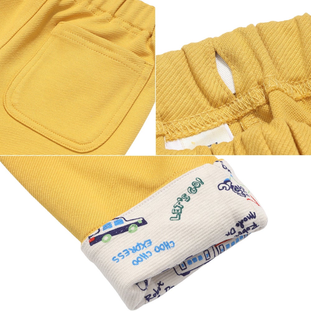乗り物 ロゴ 折り返し 2way ストレッチロングパンツ Yellow Design point 2