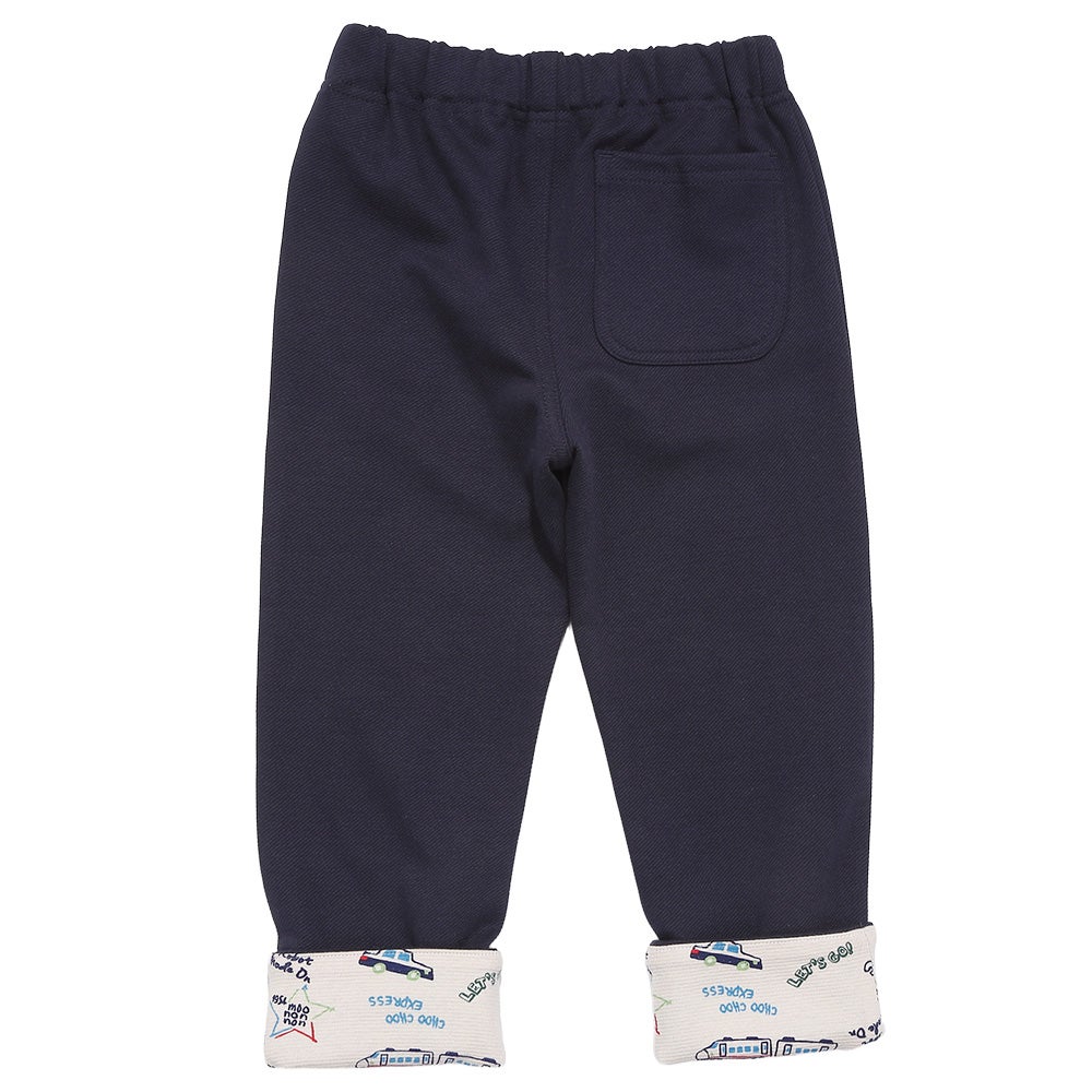 乗り物 ロゴ 折り返し 2way ストレッチロングパンツ Navy back