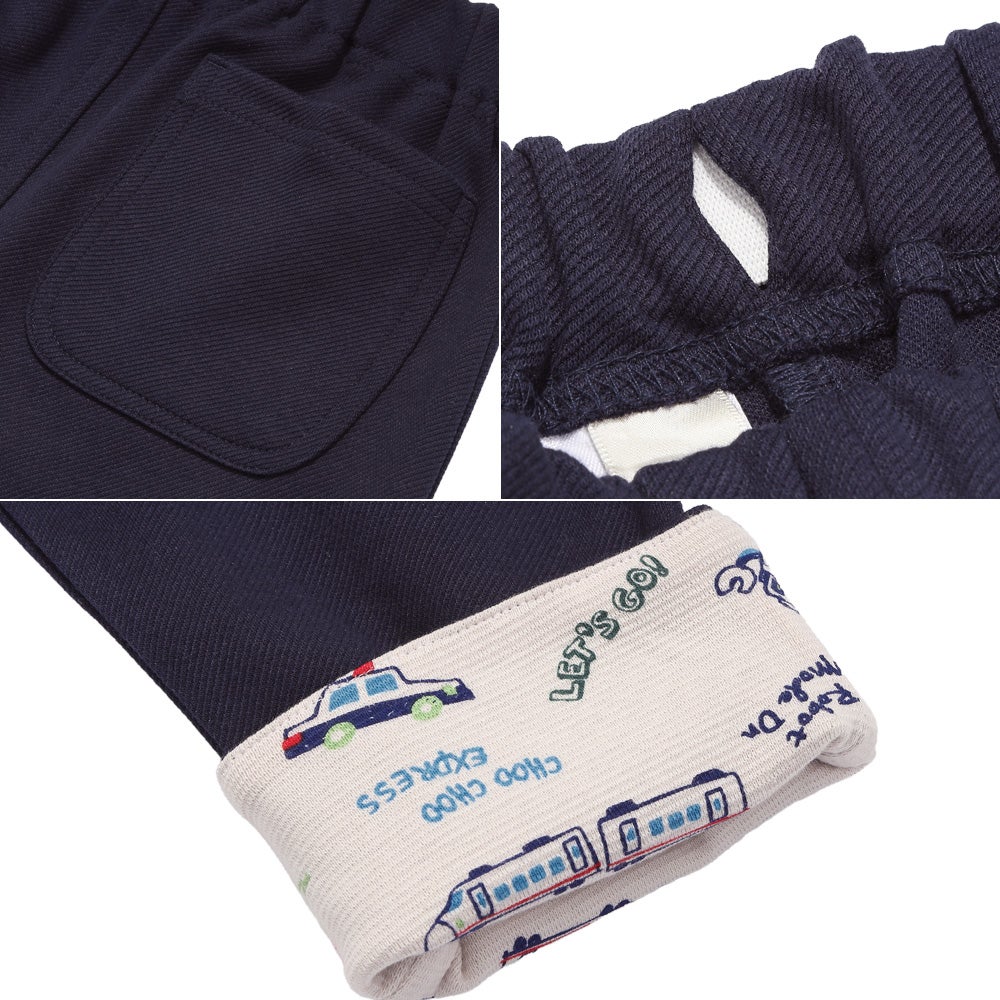 乗り物 ロゴ 折り返し 2way ストレッチロングパンツ Navy Design point 2