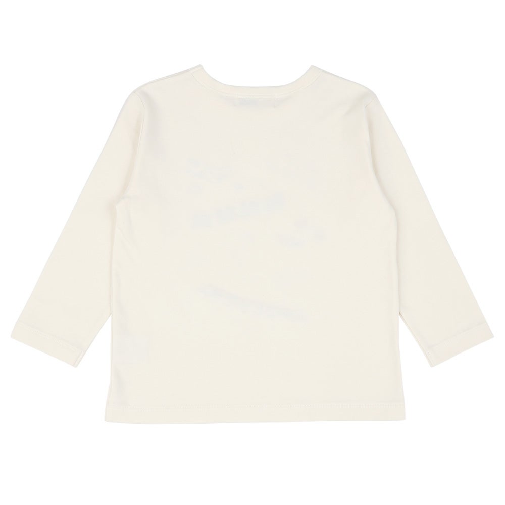 綿100% 電車 刺繍 飛行機 乗り物 ワッペン 長袖 Ｔシャツ Off White back