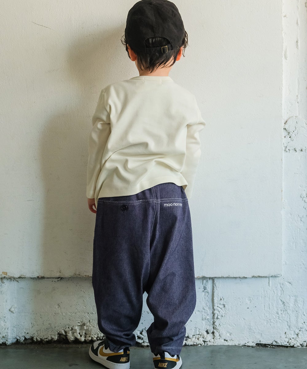 綿100% 電車 刺繍 飛行機 乗り物 ワッペン 長袖 Ｔシャツ Off White model image 2