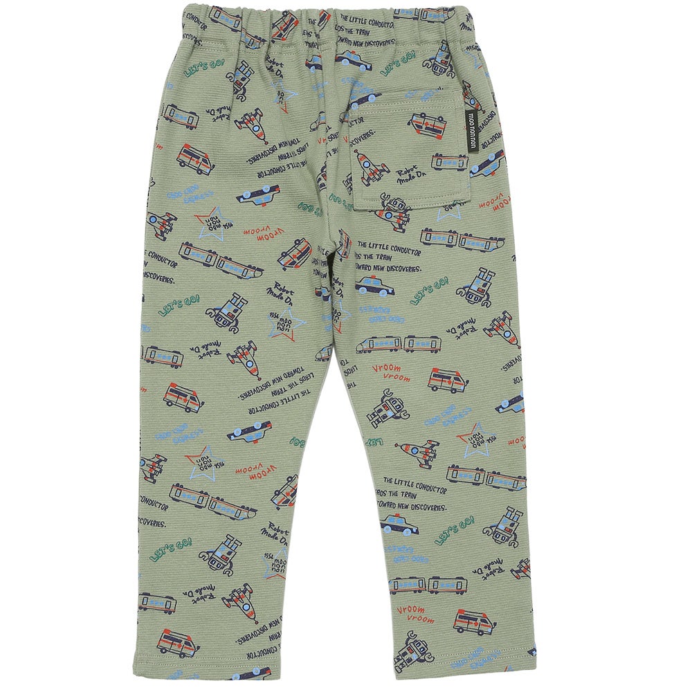 ストレッチ オリジナルプリント 乗り物 ロボット レギンスパンツ Khaki back