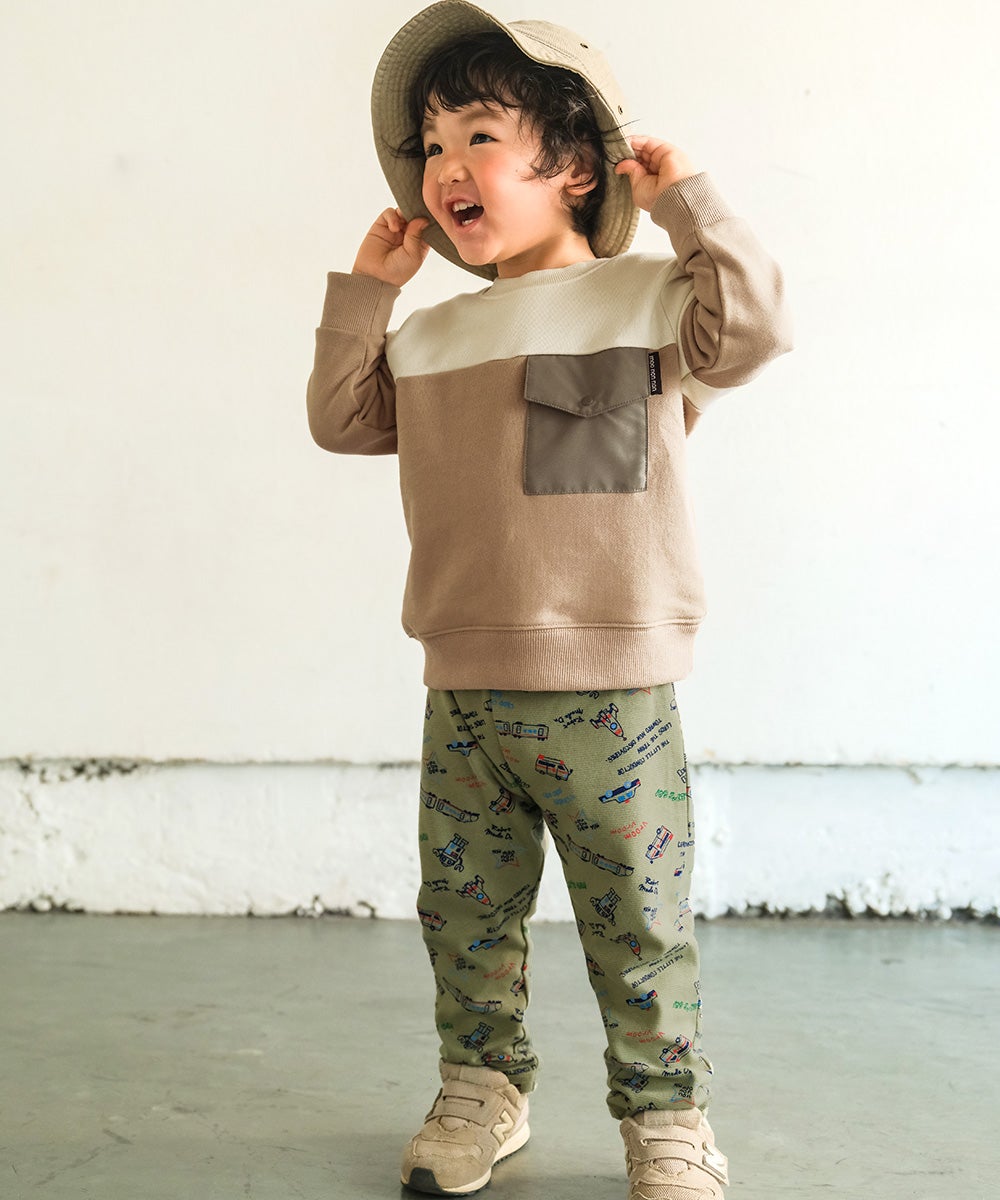 ストレッチ オリジナルプリント 乗り物 ロボット レギンスパンツ Khaki model image up