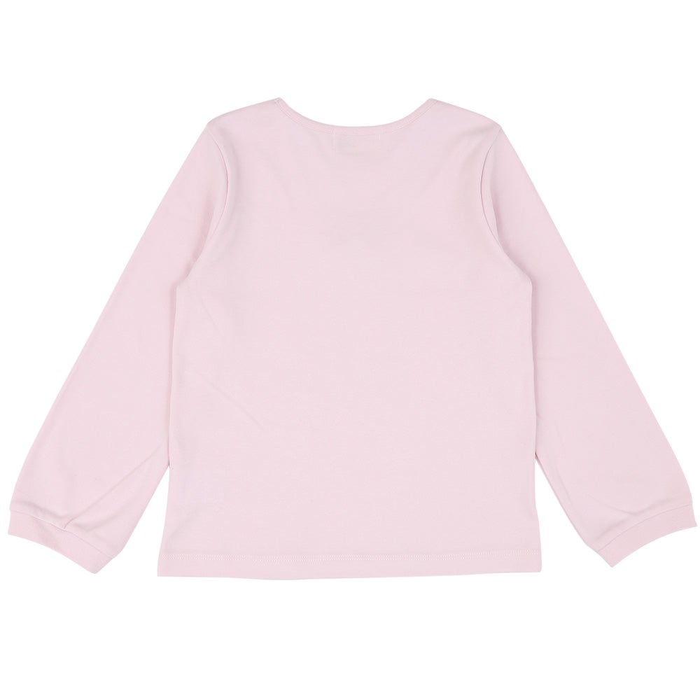 綿100％ リボンつきドレスミラープリント Tシャツ Pink back