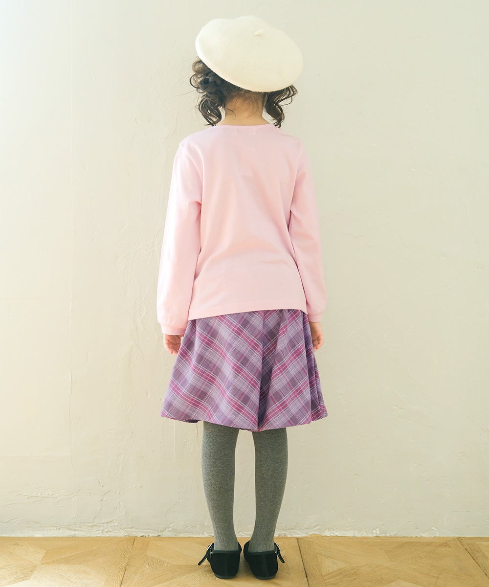 綿100％ リボンつきドレスミラープリント Tシャツ Pink model image 3