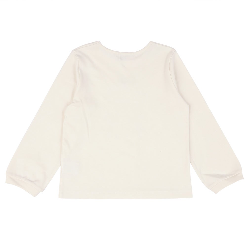 綿100％ リボンつきドレスミラープリント Tシャツ Off White back