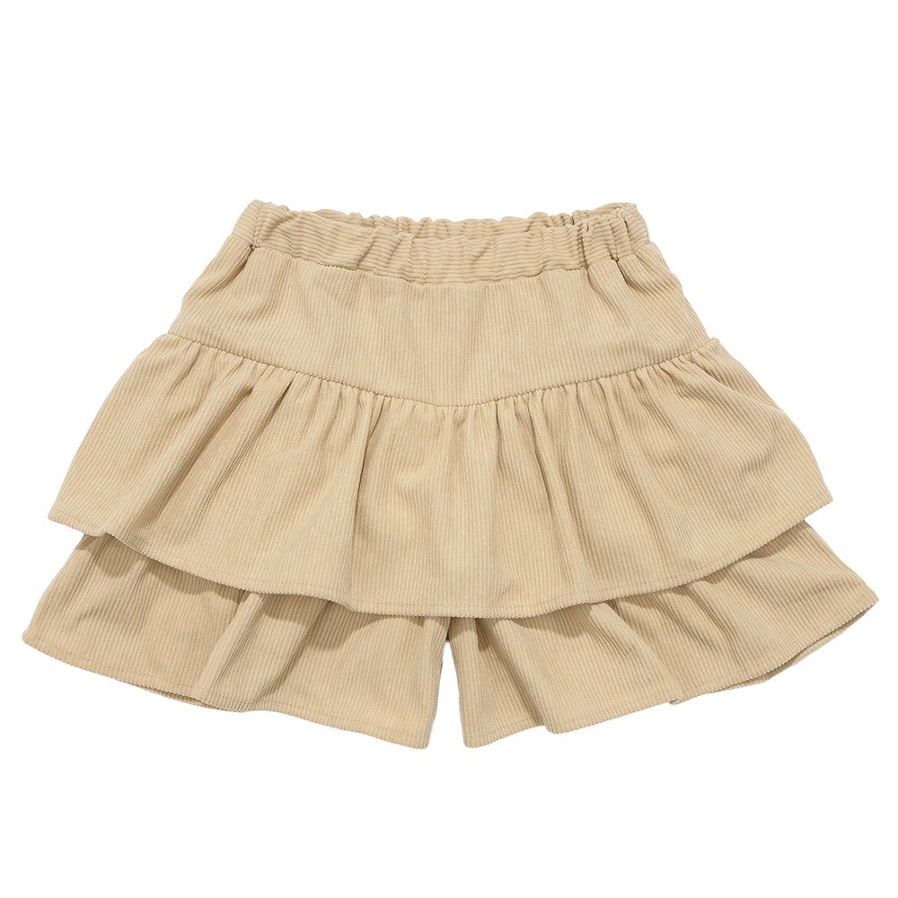 ギャザーフリル コーデュロイキュロットパンツ Beige front