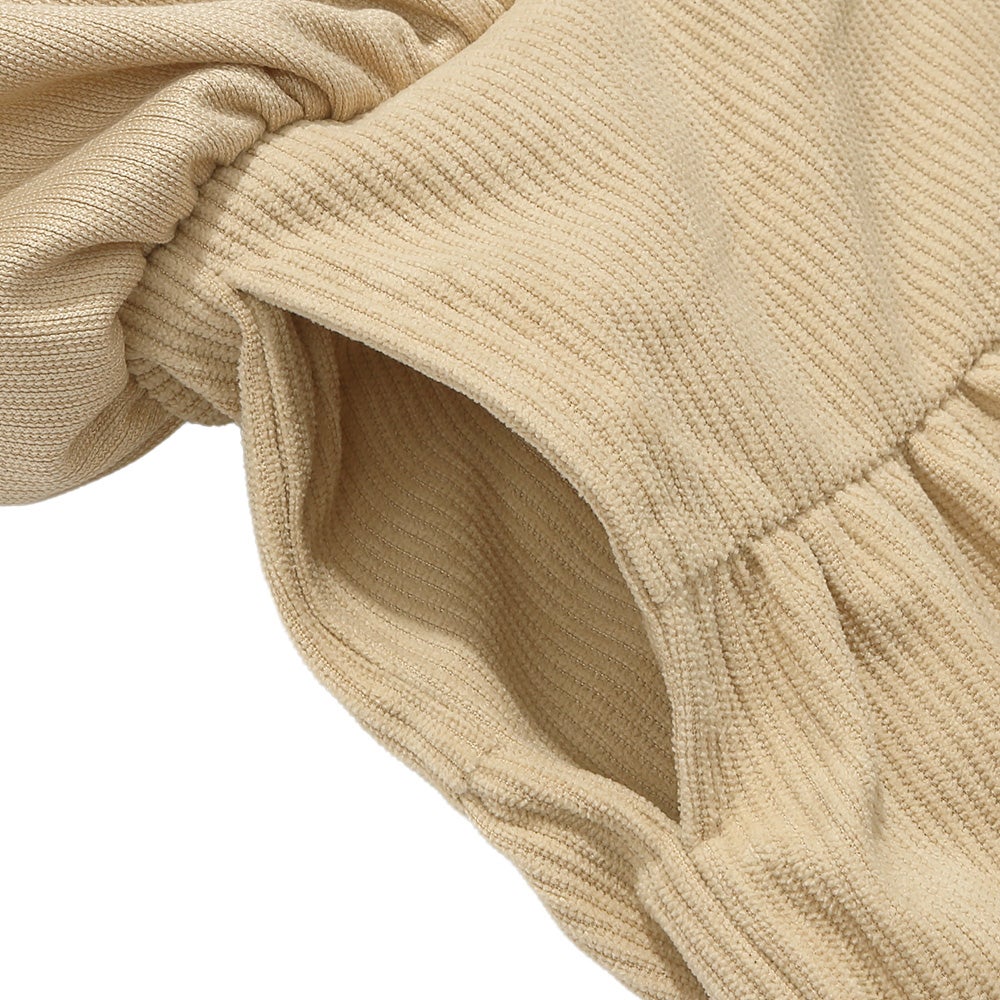 ギャザーフリル コーデュロイキュロットパンツ Beige Design point 1