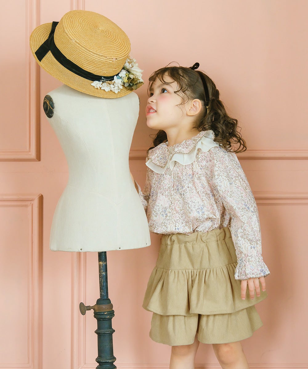 ギャザーフリル コーデュロイキュロットパンツ Beige model image 2