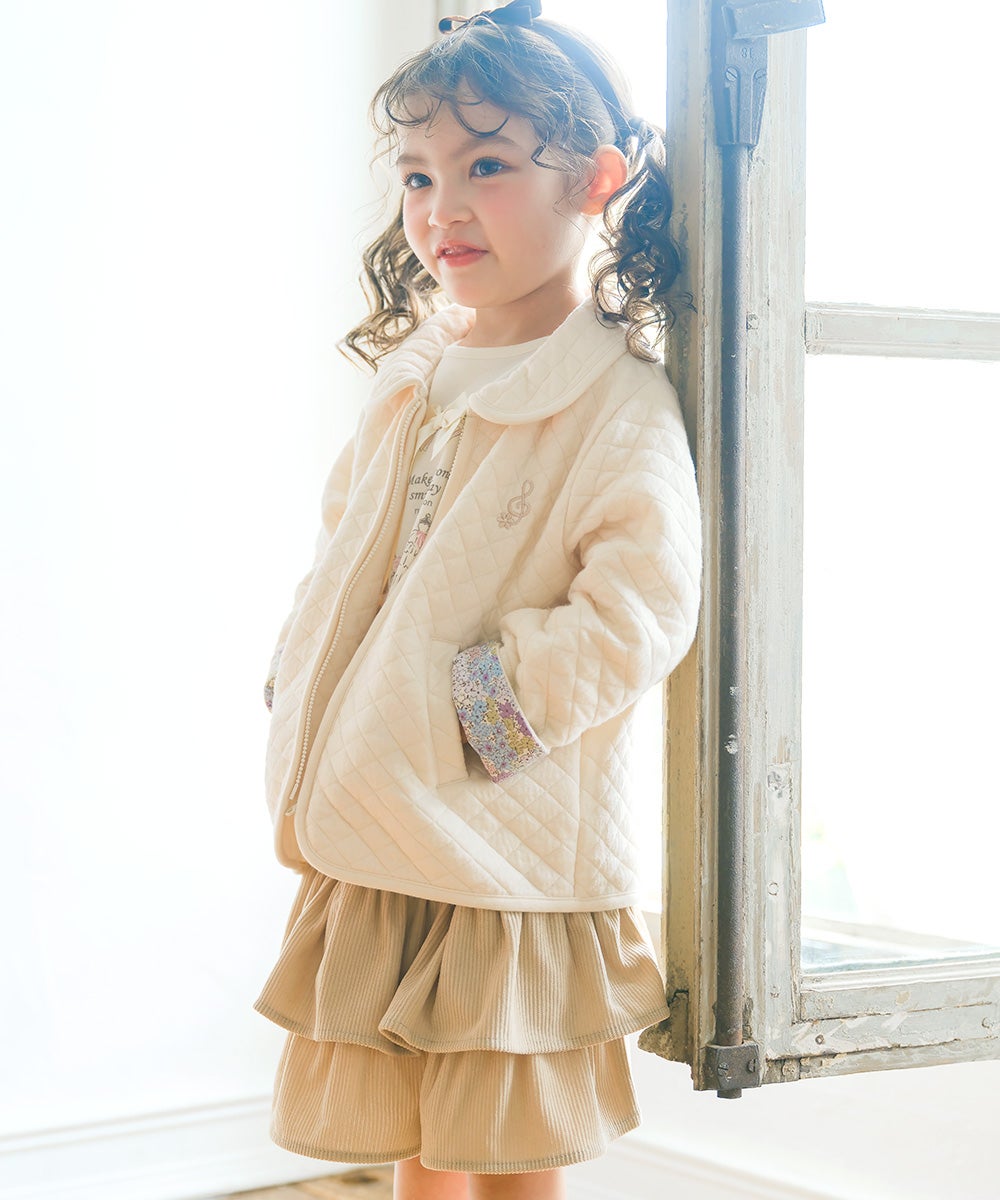 ギャザーフリル コーデュロイキュロットパンツ Beige model image 4