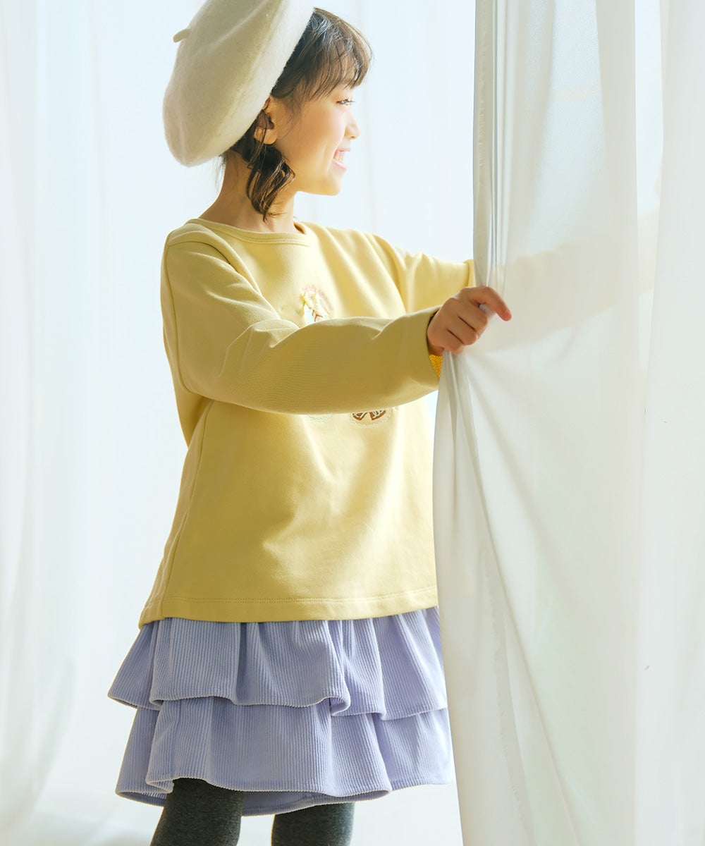 ギャザーフリル コーデュロイキュロットパンツ Blue model image 3