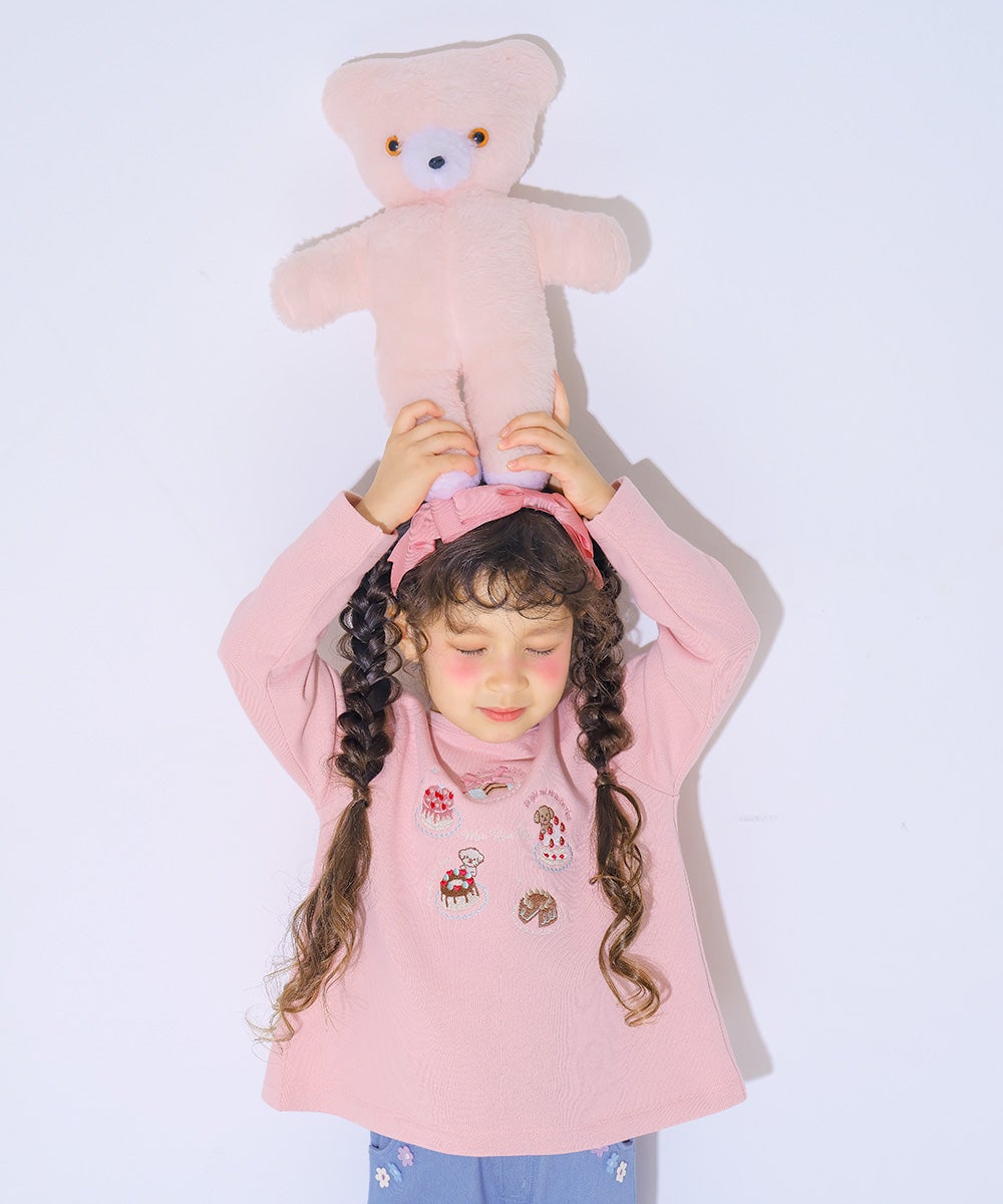 スイーツ刺繍 バックリボンつきトレーナー Pink model image 1
