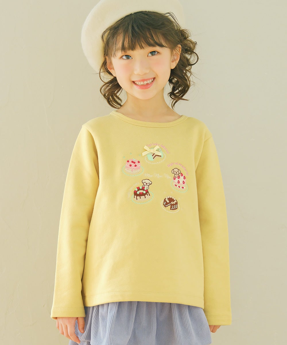 スイーツ刺繍 バックリボンつきトレーナー Yellow model image up