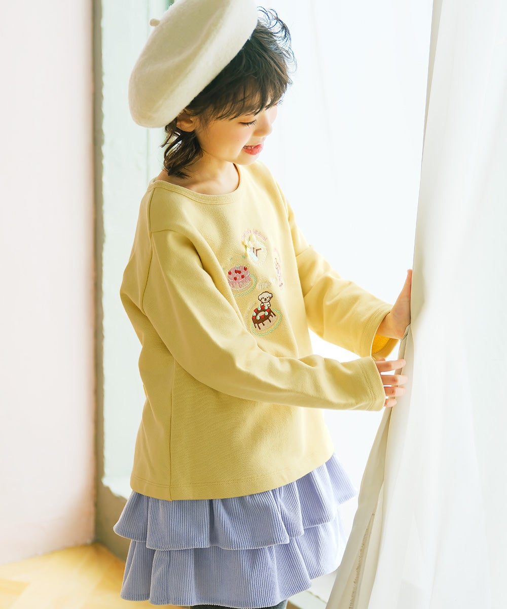 スイーツ刺繍 バックリボンつきトレーナー Yellow model image 1