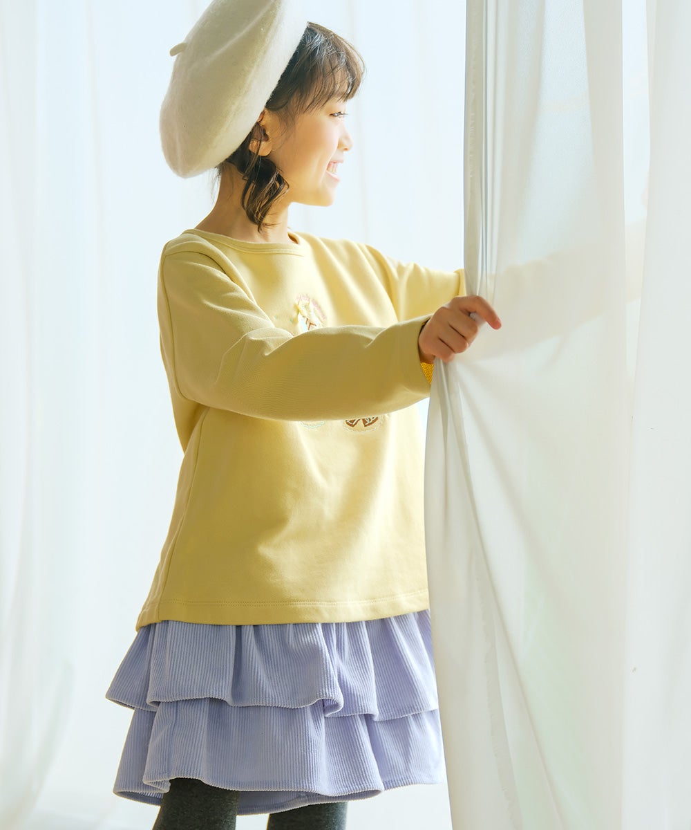 スイーツ刺繍 バックリボンつきトレーナー Yellow model image 4