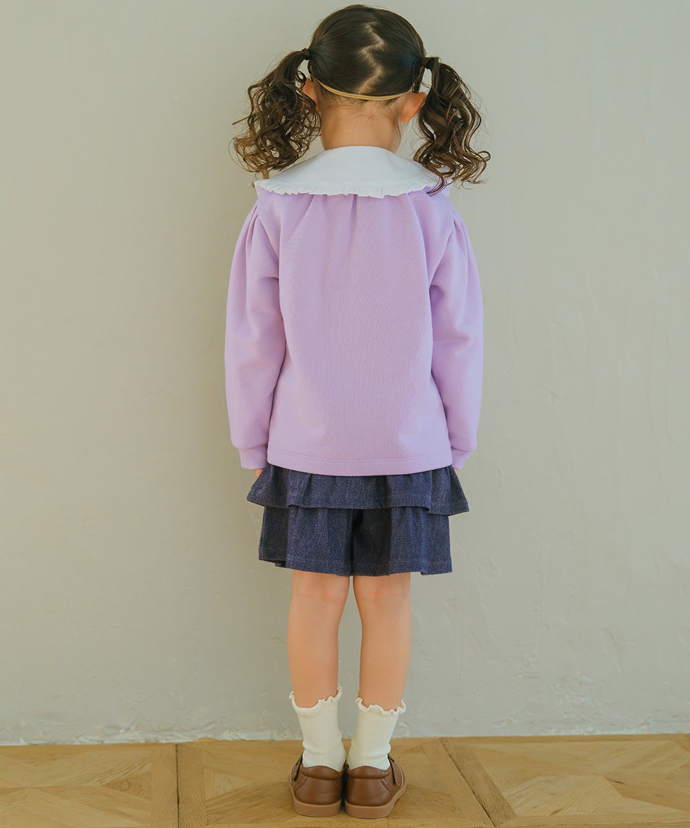 バレエ 刺繍 リボンつき 長そで 裏毛トレーナー Purple model image 2