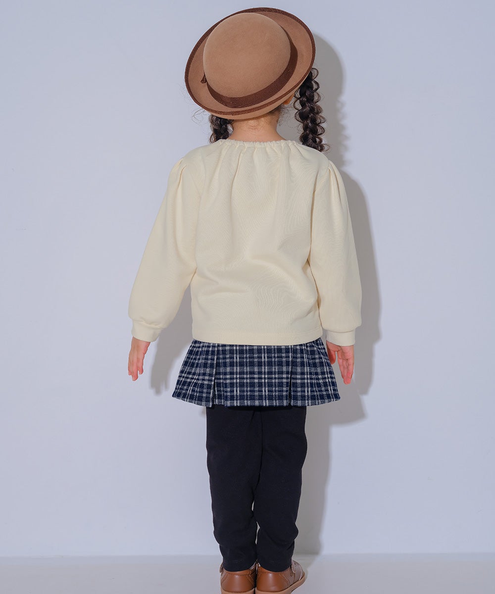 ロンドンモチーフ 刺繍 リボン 裏毛トレーナー Ivory model image 3