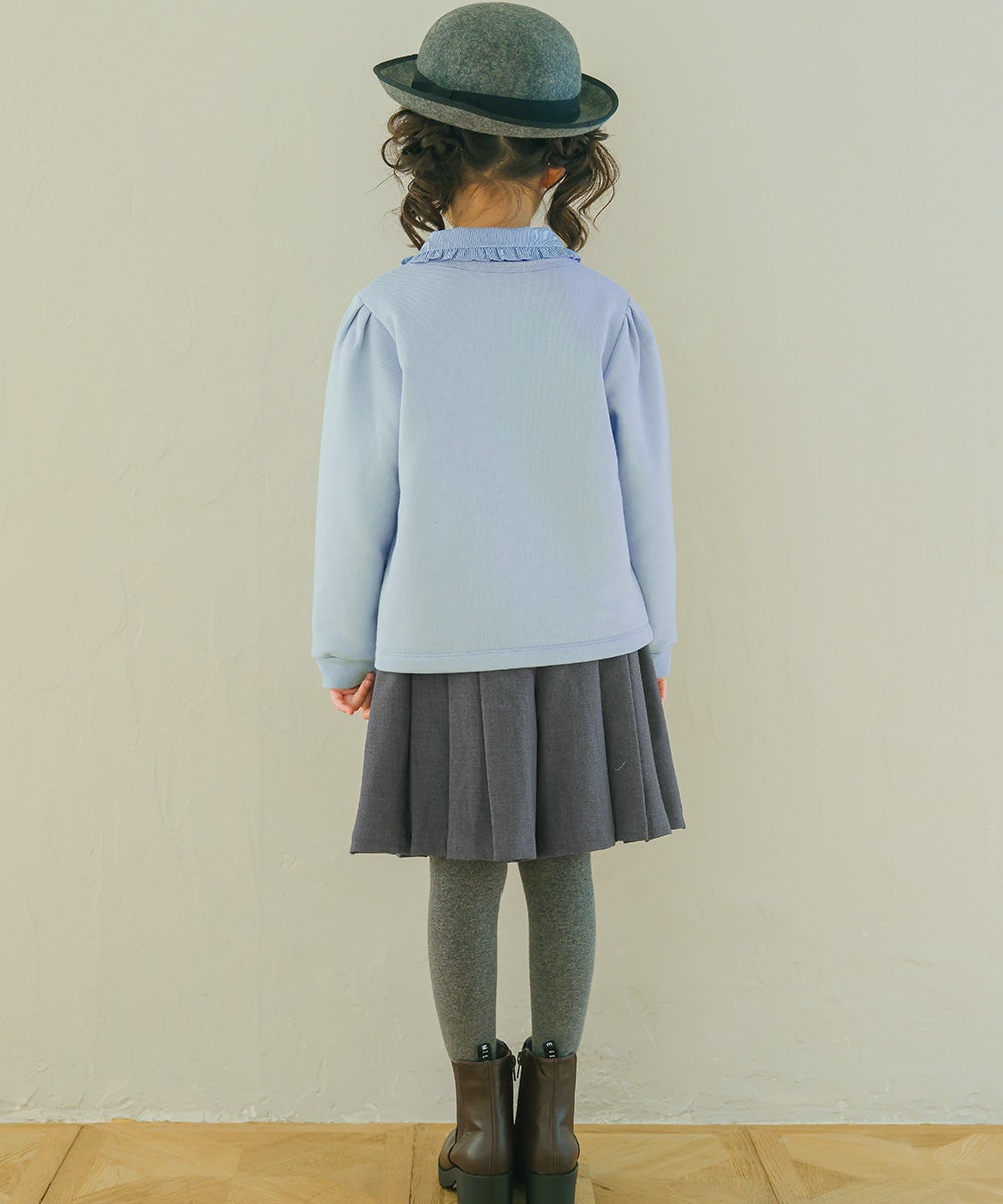 ロンドンモチーフ 刺繍 リボン 裏毛トレーナー Blue model image 2
