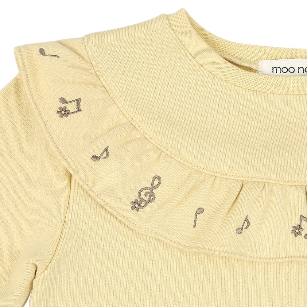 音符刺繍 フリルつき 長そでトレーナー Yellow Design point 1