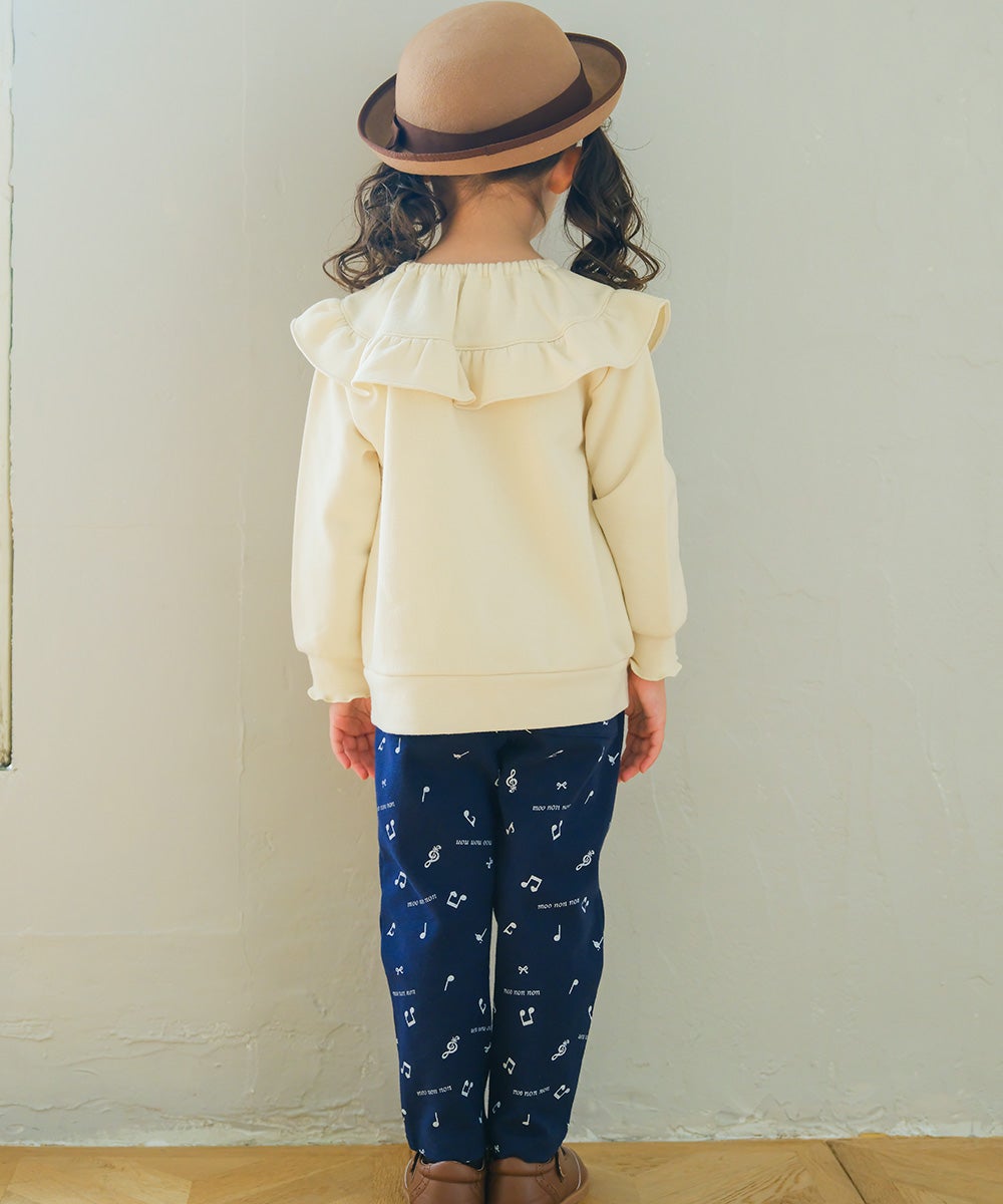 音符刺繍 フリルつき 長そでトレーナー Ivory model image 4