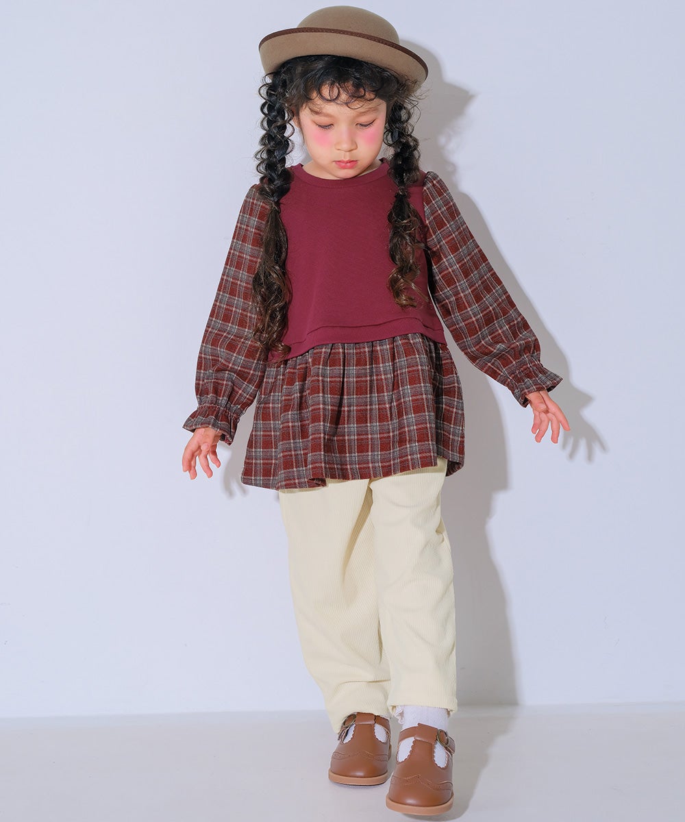 男女兼用 コーデュロイ ロングパンツ Ivory model image up
