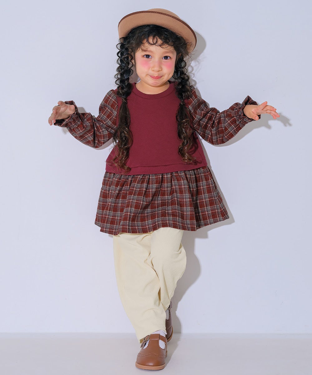 男女兼用 コーデュロイ ロングパンツ Ivory model image whole body
