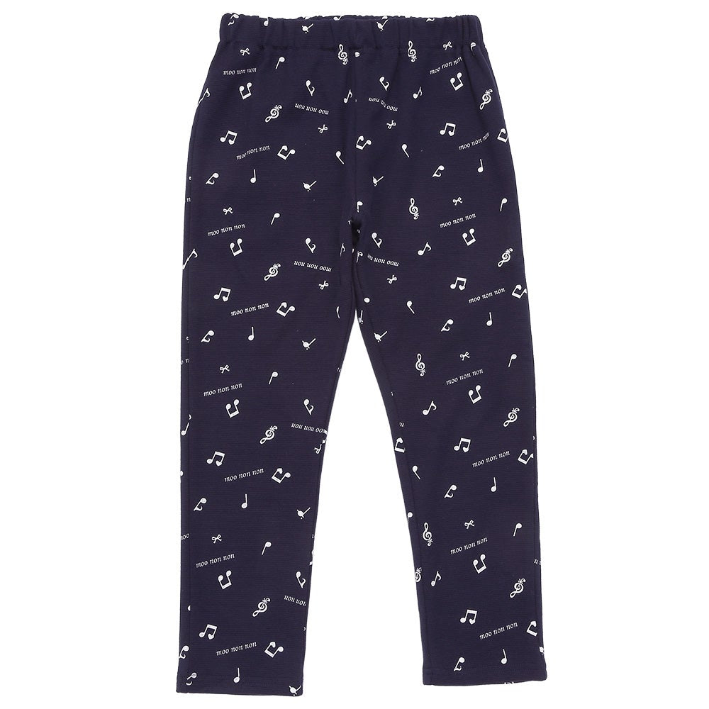 音符＆ブランドロゴ オリジナルプリント レギンスパンツ Navy front