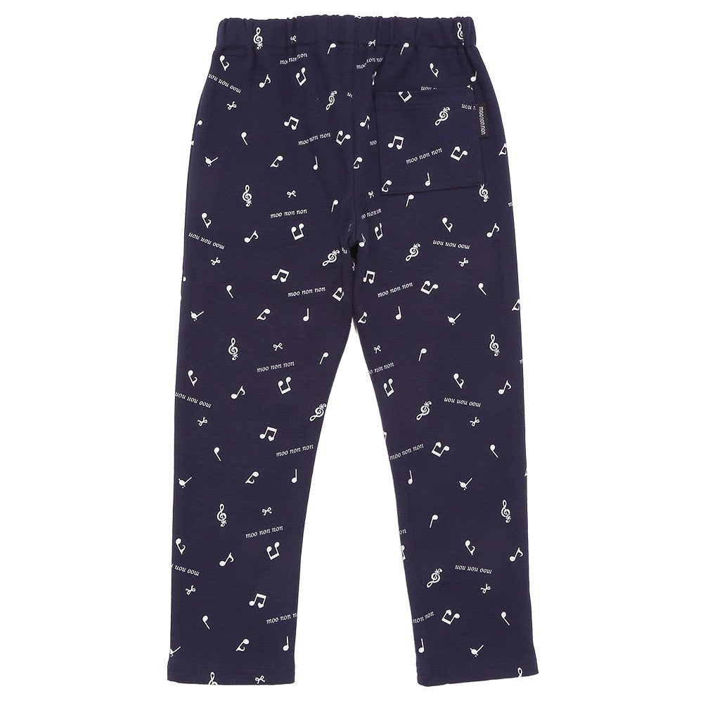 音符＆ブランドロゴ オリジナルプリント レギンスパンツ Navy back