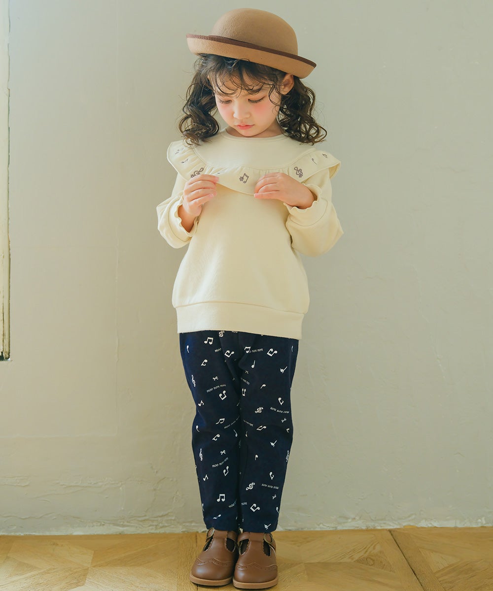 音符＆ブランドロゴ オリジナルプリント レギンスパンツ Navy model image up