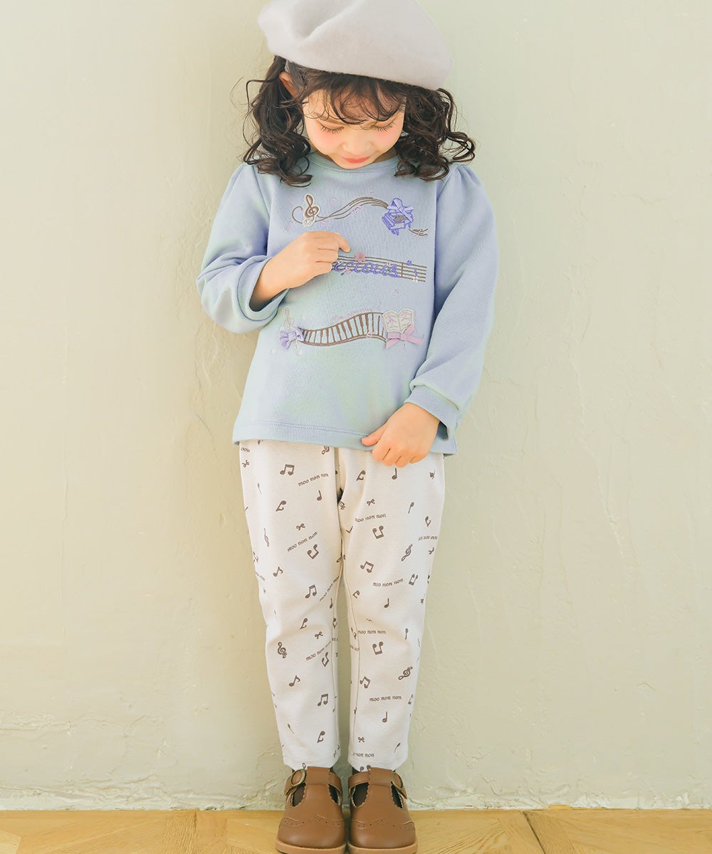 音符＆ブランドロゴ オリジナルプリント レギンスパンツ Ivory model image up
