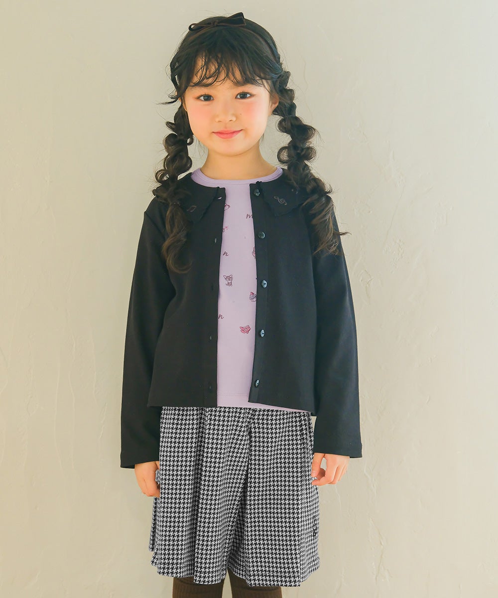 千鳥柄 音符刺繍 キュロットパンツ White/Black model image up