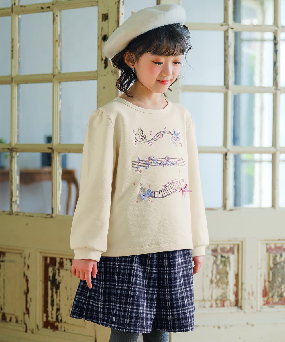 チェック柄 キュロットパンツ Navy model image whole body