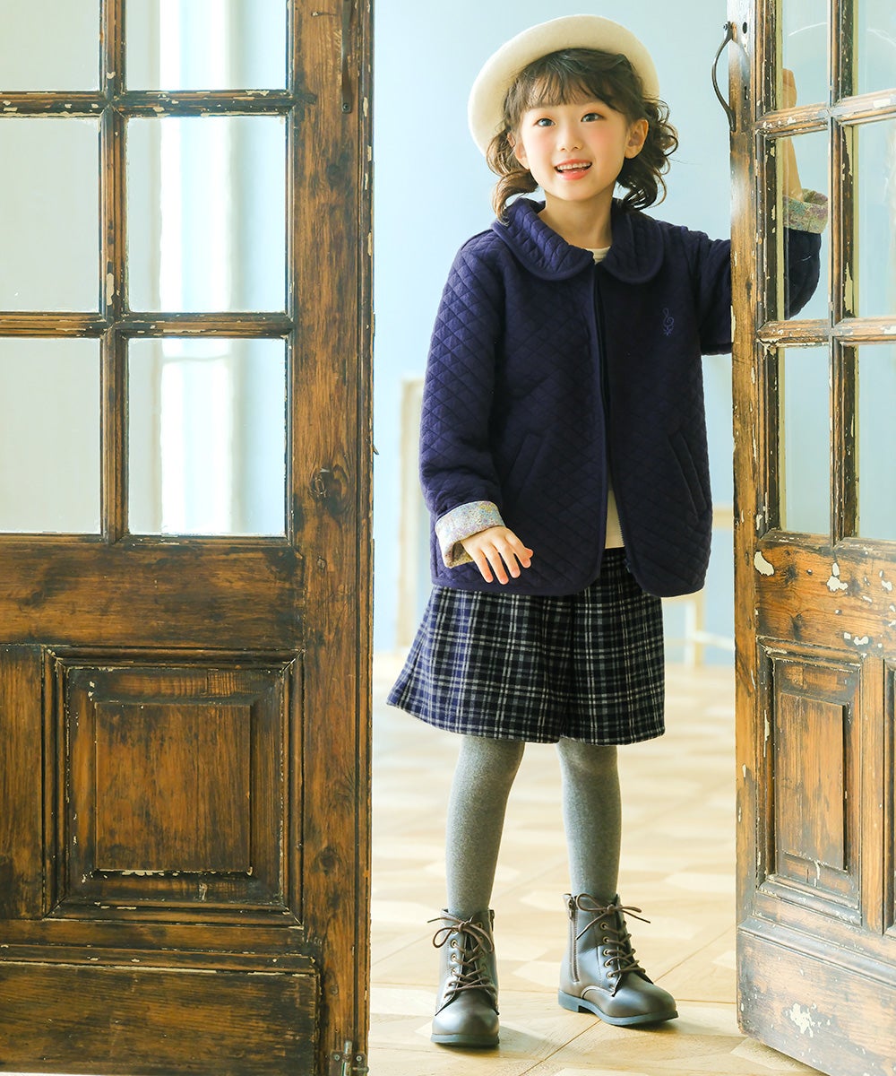 チェック柄 キュロットパンツ Navy model image 2