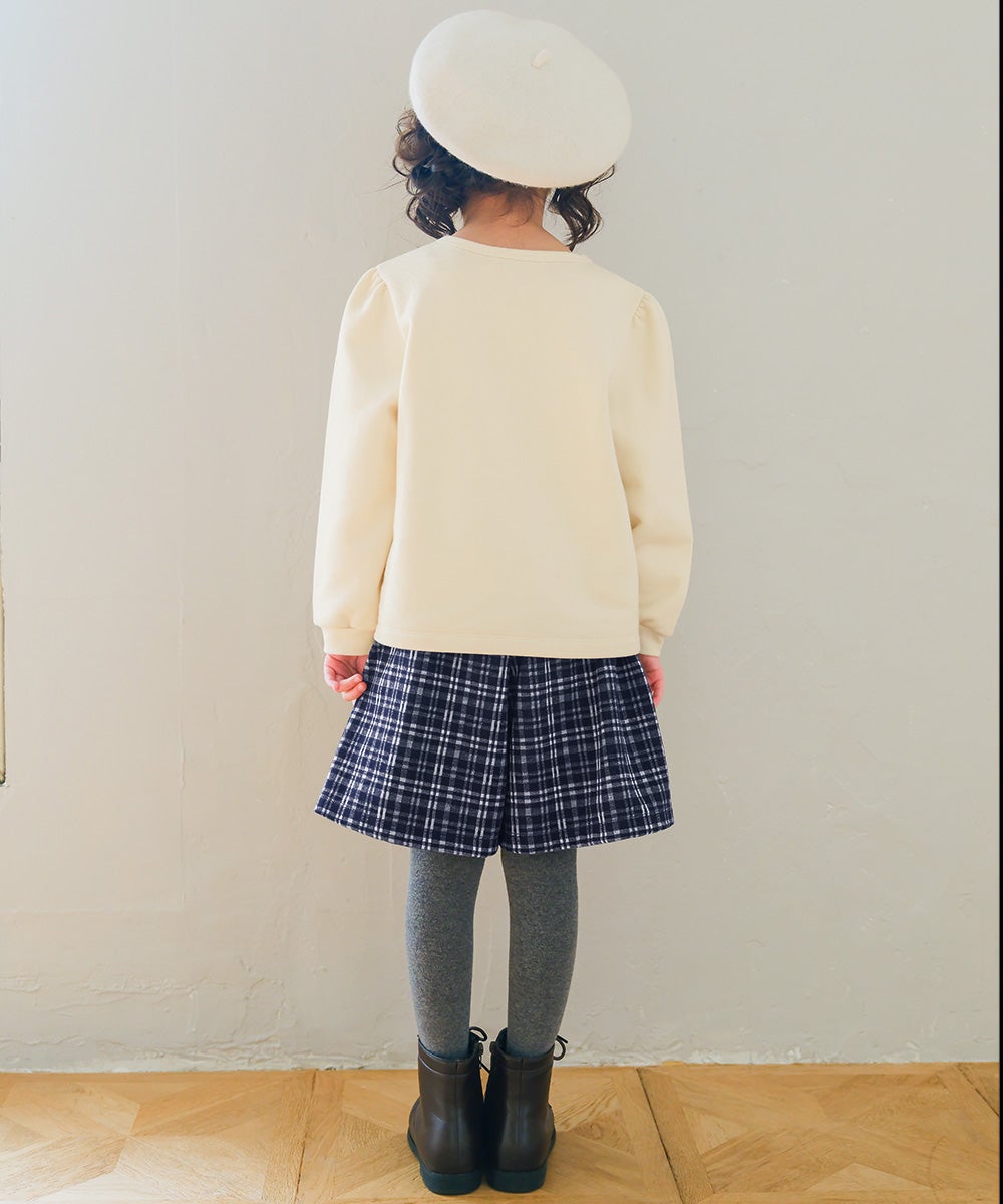 チェック柄 キュロットパンツ Navy model image 4